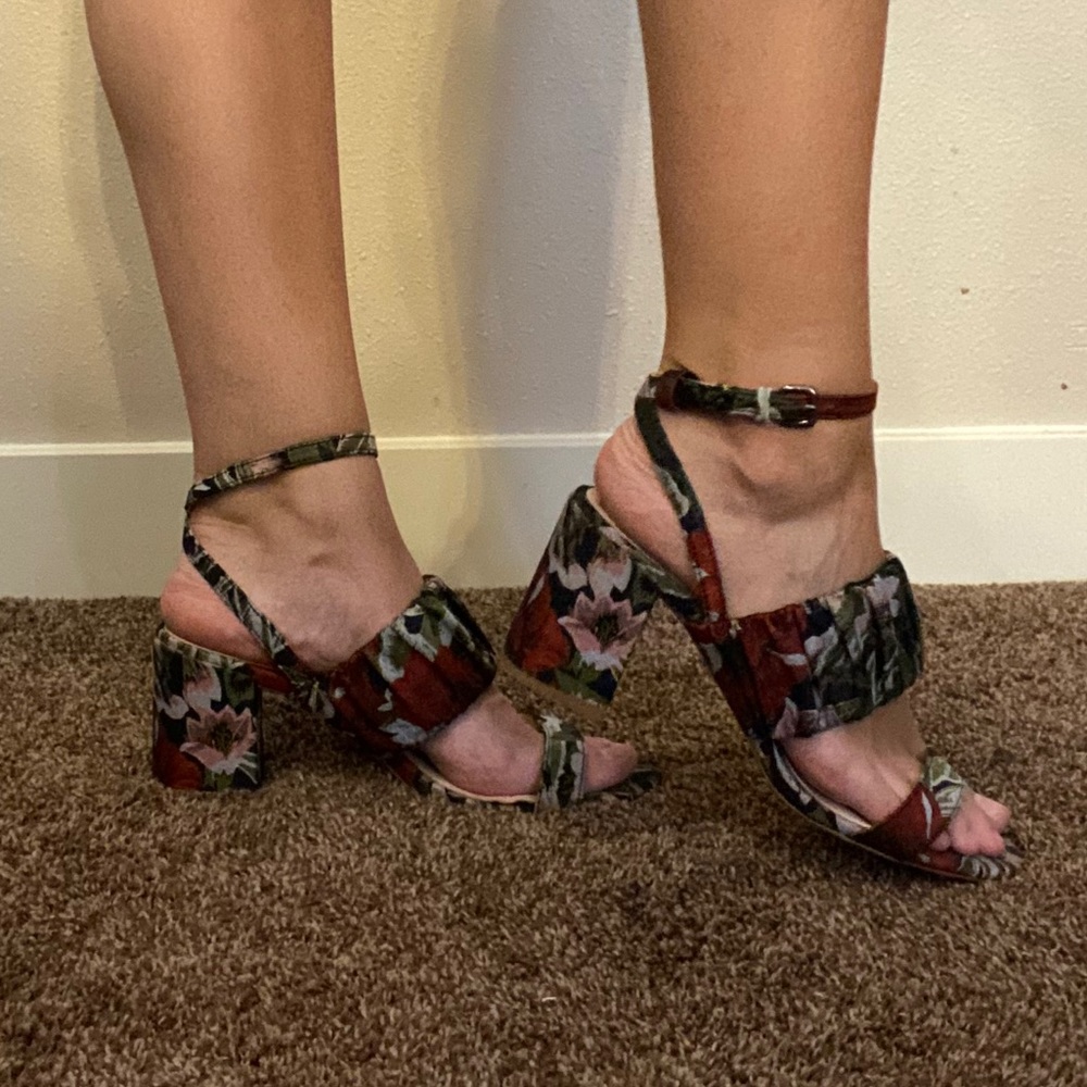 Zara block heeled floral sandal